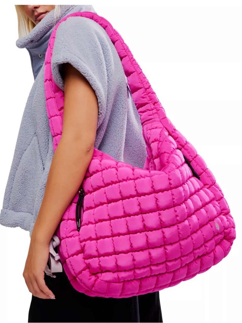 Free People Quilted Puffer Hobo Bag - Hot Pink 🔥